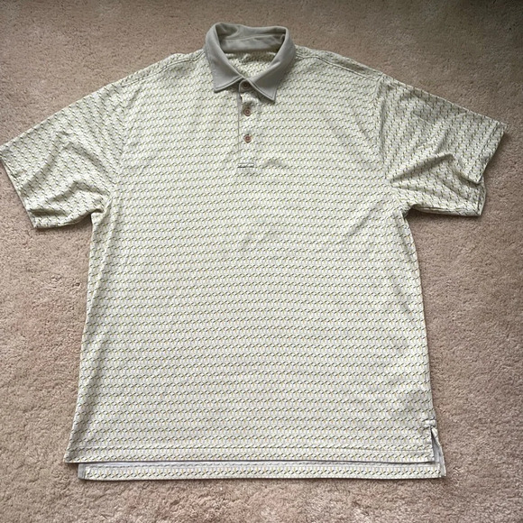 Ashworth Golf Co. Men’s Beige/Yellow Retro Polo Shirt - *L? (no size tag) - VGUC - Picture 1 of 8